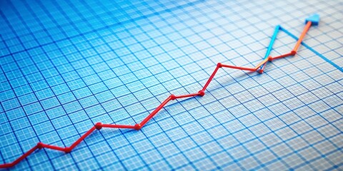 Fototapeta premium A Comparative Graph Displaying Blue and Red Lines with Clear Copy Space for Data Visualization Purposes, Perfect for Presentations or Reports
