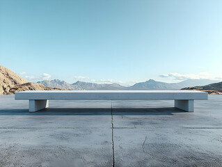 Concrete Bench Views Mountain Landscape