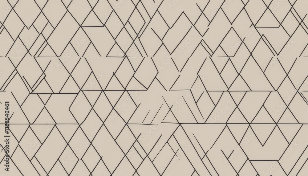 Poster contemporary geometric grid and lattice patterns with black lines on a light beige background