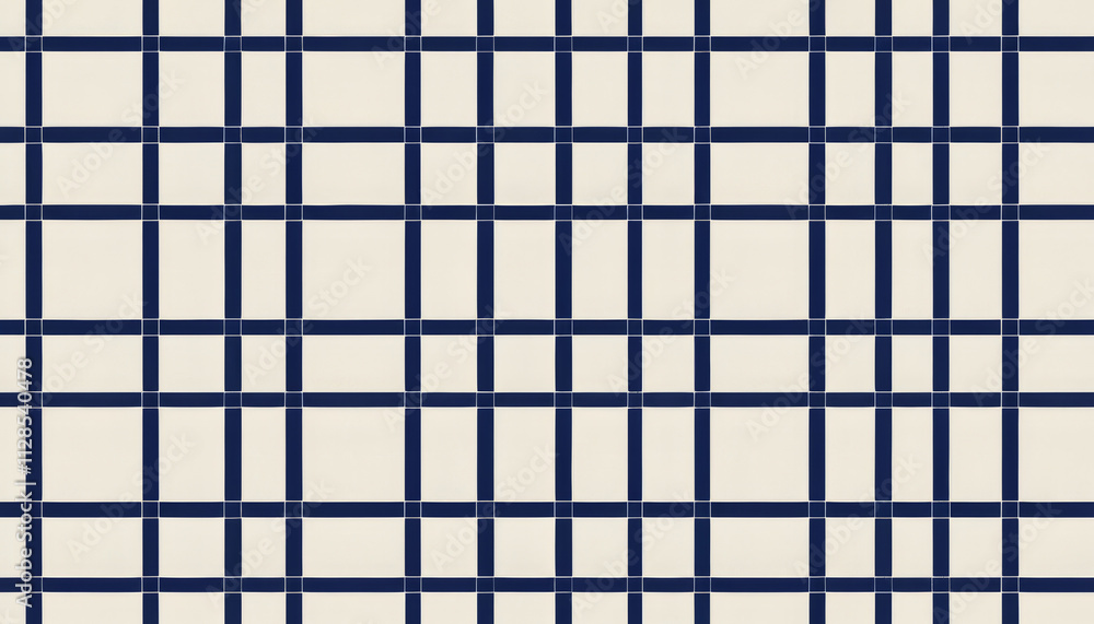 Poster classic geometric grid and lattice patterns with navy blue lines on a cream background