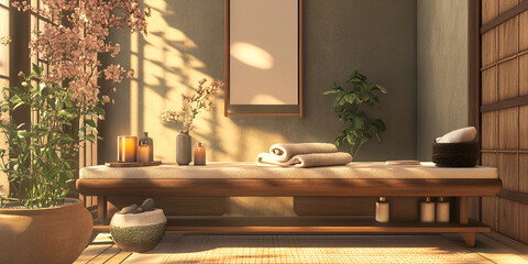 Tranquil Spa Interior with Natural Decor and Soft Lighting
