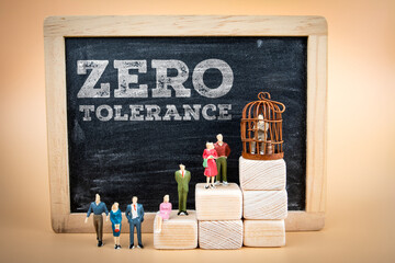 Zero Tolerance. Text on a chalkboard background