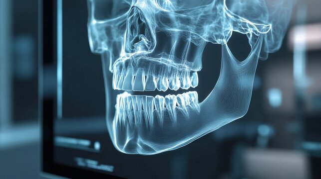 Digital Xray Shows Human Jawbone and Teeth