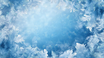 Ice flowers with frost frame around them
