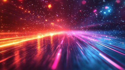 straight lines and a smooth light effect against a dark shiny neon background concept for energy technology illustration in forma