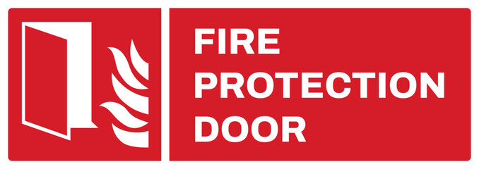 ISO fire prevention safety sign uppercase text_fire protection door_landscape size 1/2 a4,a3,a2,a1	 
