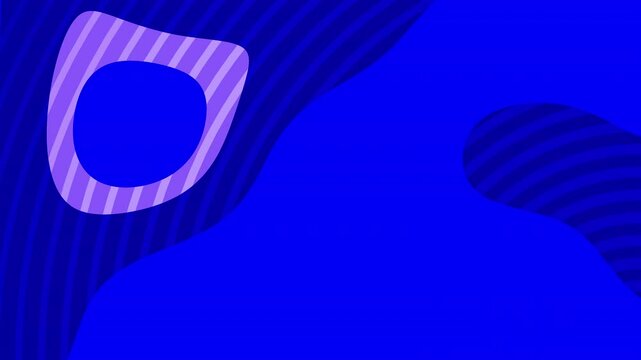 Abstract blue background with bold, irregular shapes and striped purple accents, forming a modern and dynamic composition.