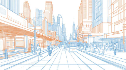 business people walking in the city, office workers heading home after work, evening commute scenery, urban landscape.