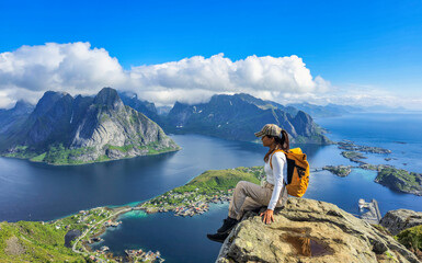 Soaring Over Lofoten Islands at Sunrise: A Solo Hiker Journey in Norway Lofoten