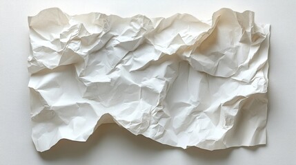 Obraz premium A crumpledpaper bag, showing natural creases and folds, lying on a minimalist white surface for an artistic touch 