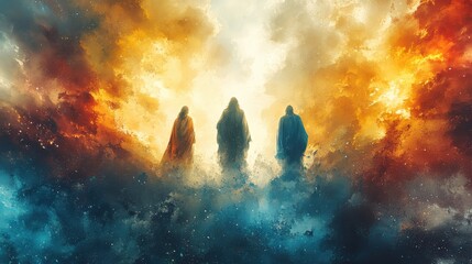 the greatest miracle transiguration of jesus jesus appearing with the prophet elijah and moses digital watercolor painting