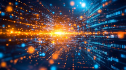 Futuristic Wave of Binary Code Particles, Digital 3D Wave Representing Technology and Data