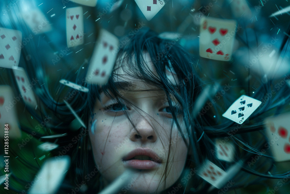 Poster image of beautiful person in the wonderland designed with generative ai