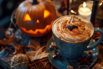 Cozy Pumpkin Spice Mood with Halloween Decor