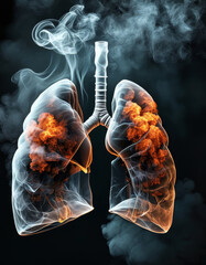A cross-section of a healthy lung compared to a smoker lung, emphasizing the impact of smoking on human health, drug awareness, stop smoking cigarettes concept, quit bad habit, healthcare, no smoking