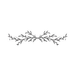 A decorative foliage element. Could be used at top and bottom of an invitation. Featuring leaves hand drawn as a vector. 
