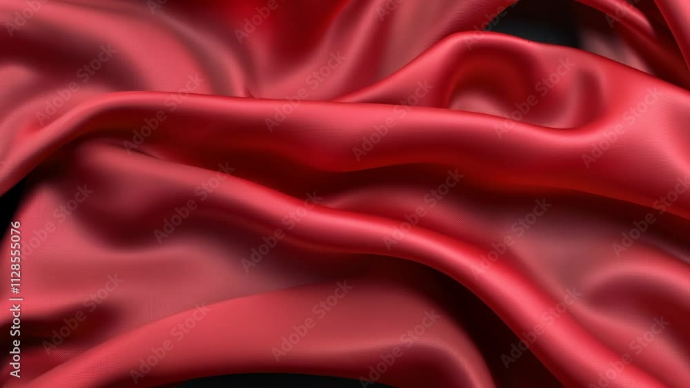 Aufkleber red fabric with a black background. the fabric is flowing and has a smooth texture. the red color gi