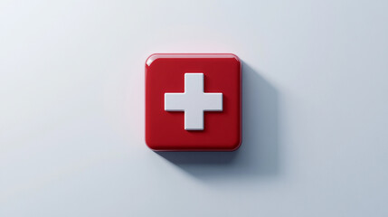 Obraz premium Red and white medical cross symbol on a light background representing healthcare and first aid