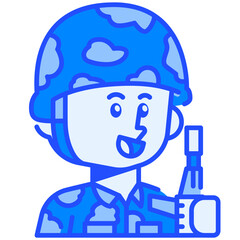 Soldier Job and Professions Blue Color Icon
