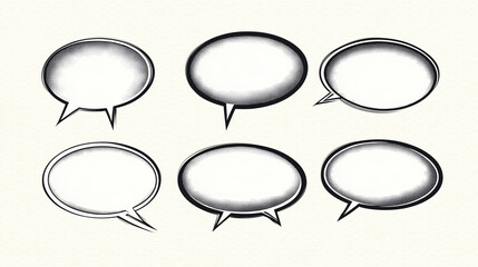 Retro empty comic speech bubbles set with black halftone shadows. Vintage design, pop art style