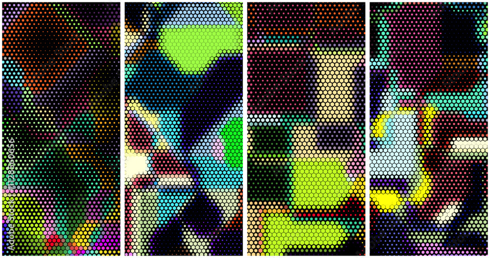 Poster abstract geometric colorful graphic design print honeycomb pattern. vector illustration.