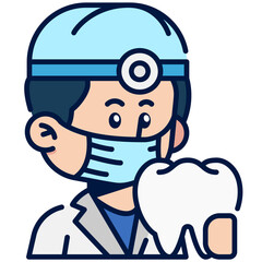 Dentist Job and Professions Filled Line Icon