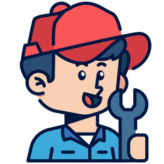 Mechanic Job and Professions Filled Line Icon