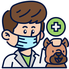 Veterinarian Job and Professions Filled Line Icon