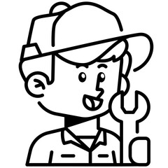 Mechanic Job and Professions Line Icon