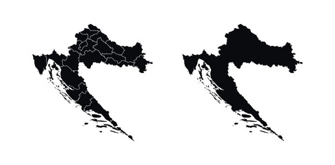 Croatia Map vector icon. Map of Croatia Black Silhouette.