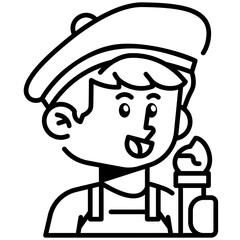 Painter Job and Professions Line Icon