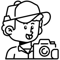 Photographer Job and Professions Line Icon