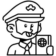 Pilot Job and Professions Line Icon