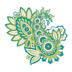 Paisley isolated. Card with paisley isolated for design. Floral pattern. Embroidery floral pattern.