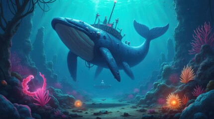 Underwater Glowing Creatures Illustration