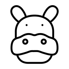 Hippo Vector Line Icon Design