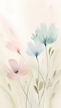 Suave fondo acuarela con flores abstractas en tonos pastel, delicado y rom&aacute;ntico con textura et&eacute;rea