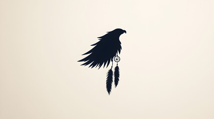 Fototapeta premium A minimalist icon of a dreamcatcher, representing Native American spiritual traditions. Dreamcatcher icon.