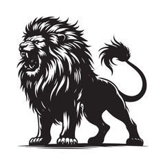 Obraz premium A black angry lion silhouette
