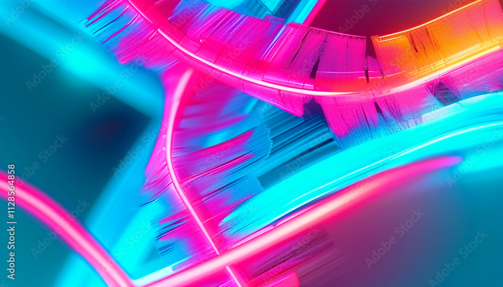 Poster vibrant neon lights intertwine in an abstract display of color and motion