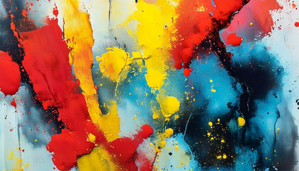 Vibrant abstract art bursting with colors and creativity in a modern gallery