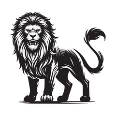 Obraz premium A black angry lion silhouette