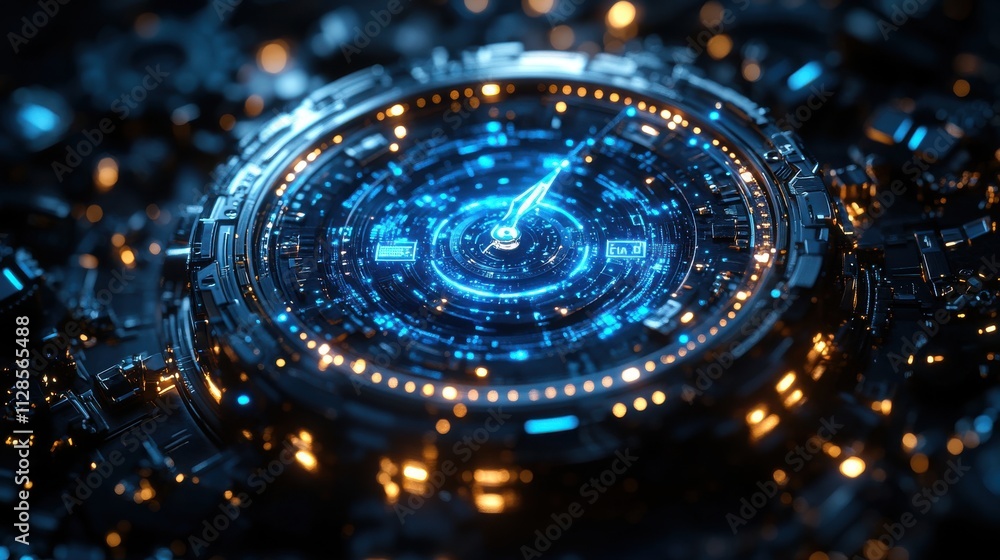 Poster watch dial screen technology background used as a time indicator and time measure geometric shapes a