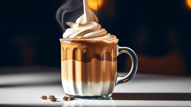 Coffee mug with marshmallows and whipped cream.