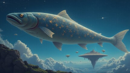 Surreal Giant Fish in Flight