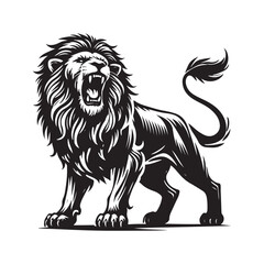 Obraz premium A black angry lion silhouette