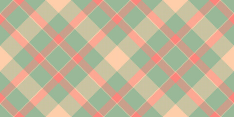 Ornate background vector texture, smooth seamless check pattern. Manufacture plaid textile tartan fabric in pastel and orange colors.
