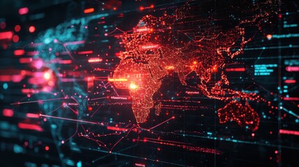 Global Network Data Visualization Red Abstract