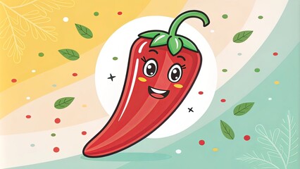A cartoon pepper with a smile on its face