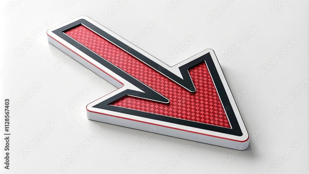Poster a red arrow pointing down on a white background